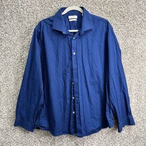 Calvin Klein Blue Patterned Slim Fit Long Sleeve Button Down Shirt in Size XL 17